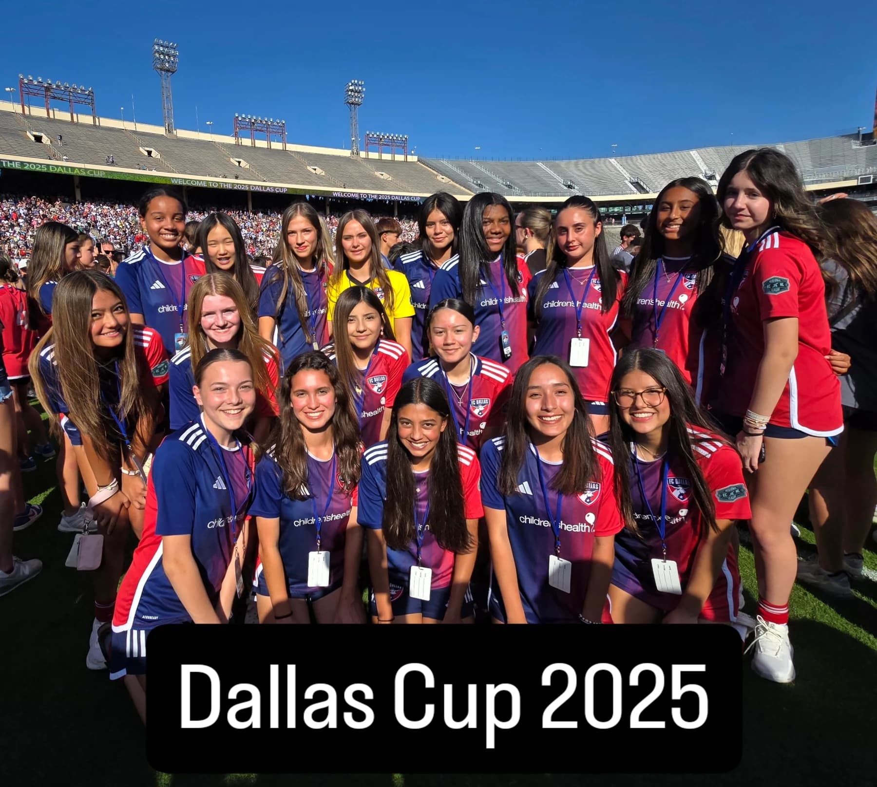 Coach Alberto Carbajal’s FC Dallas 2010 girls team together at Dallas Cup 2025 after earning qualification through their Girls Classic League championship